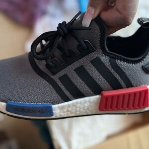 Adidas NMD Kids Gray Sneakers with Red and Blue Accents